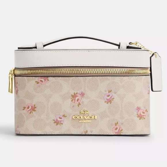 NWT COACH Cosmetic Case In Signature Canvas With Floral Print AUTHENTIC - Picture 1 of 6